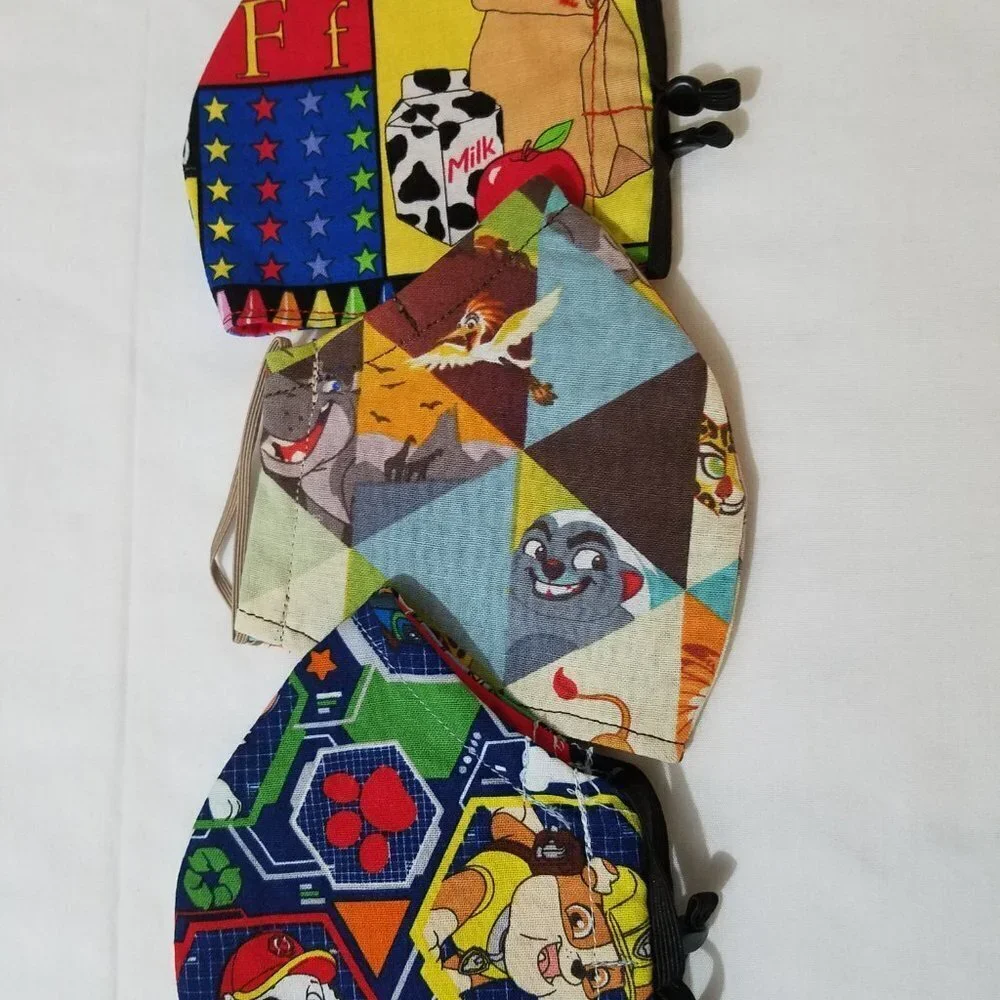 Lot of 3 Kids Face Mask with Nose Wire and Filter Pocket
